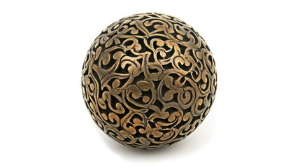 A golden ball with an intricate geometric pattern