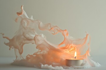 Poster - A Lit Candle Surrounded by Swirling White Smoke