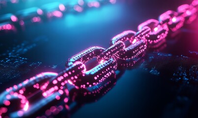 Blockchain data visualization, electric neon paths, digital finance network, futuristic backdrop