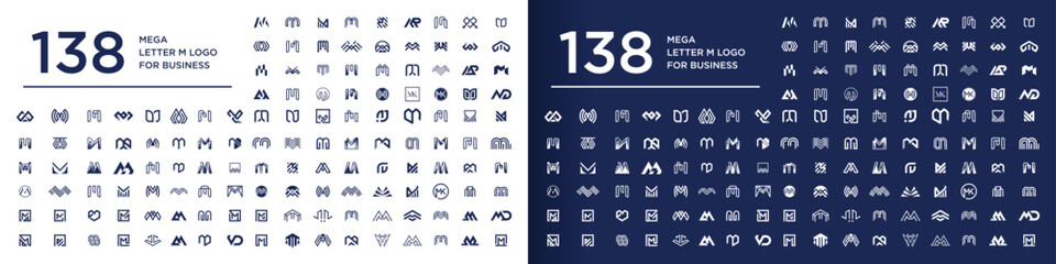 Mega bundle letter M logo design vector