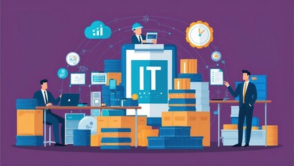 Wall Mural - people working on it, 3d illustration