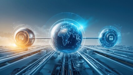 Wall Mural - information flow in the world and business
