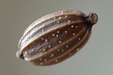 Wall Mural - Close-up of a brown seed with white spots and a textured surface