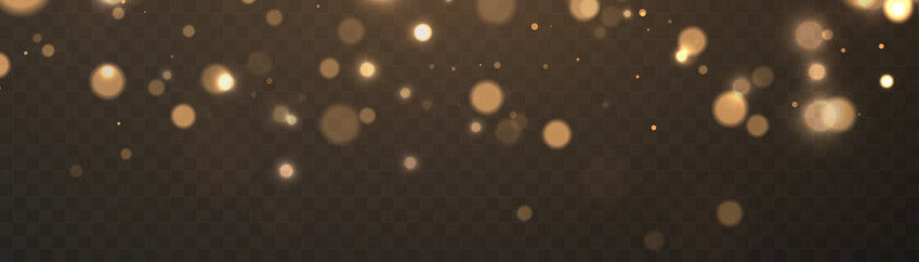 Poster - Abstract falling light effects. Magic shimmering dust and glare. Festive background. Golden Rain.	