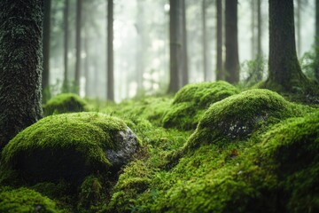 Sticker - Mossed rocky formation in a dense forest