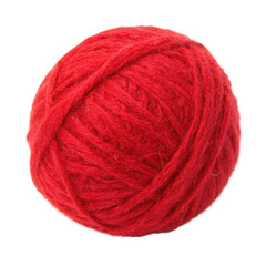 red wool yarn ball isolated on a transparent background, png