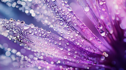 Wall Mural -   A clear photo of a vibrant purple flower with droplets of water on its petals