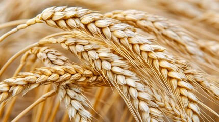 Wall Mural - Golden Wheat Closeup, Ripe Grain in Field Harvest Season, Agriculture Background, Food Production.