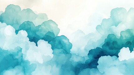 Poster -   A canvas of azure and ivory clouds against a celestial backdrop and a pristine white foreground