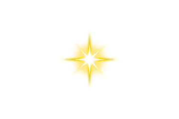 Gold shining star light effect isolated on transparent background. Light Sparkling effect. Flare light PNG. glowing star light. Glitter star. Golden lens flare. Shining sun, sunlight. Bright spotlight