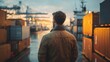 © Nawarit - A shot of a ship captain overseeing cargo being loaded at a port, Leadership, Professional and attentive