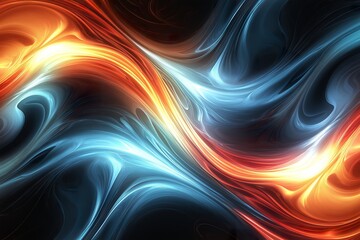 Wall Mural - dynamic swirls of blue and orange create an abstract background with flowing patterns that evoke a s