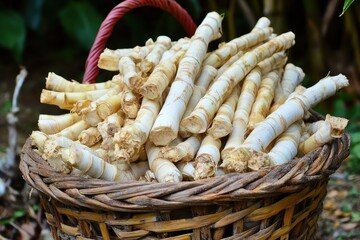 Poster - A container loaded with bamboo sprouts Collection of bamboo shoots