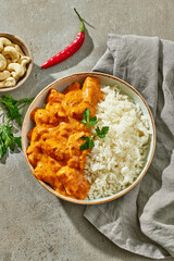 Canvas Print - bowl of Chicken Tikka Masala with Rice