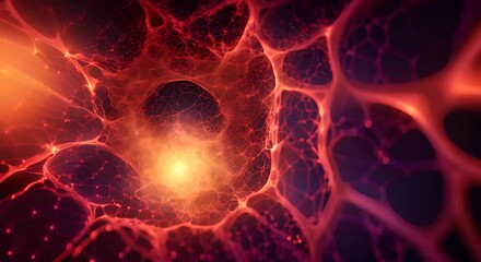 Wall Mural - abstract cell with glowing connections 4k