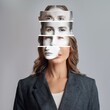 © juanorihuela - A modern art collage depicting faces of various individuals,  symbolizing a mosaic of thoughts. It delves into the exploration of the inner self, encompassing psychology, surrealism, emotions.