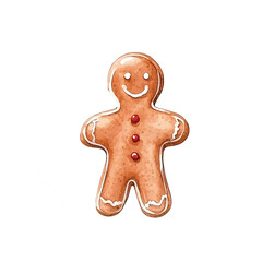 Wall Mural - Watercolor Gingerbread Man Cookies -Christmas cookies on transparent background.Perfect for invites, Christmas cards, sublimation designs, wall art.