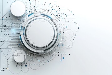 Aufkleber - Abstract White Circular Technological Design with Blue Accents