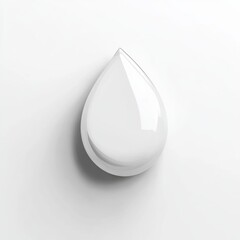 Wall Mural - A minimalist water droplet icon with a reflective surface and gentle shadows, isolated on a bright white background