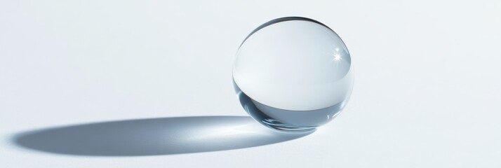 Wall Mural - a single, isolated water droplet with a glossy, reflective surface, hovering mid-air on a bright whi