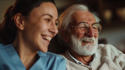 Wall Mural - A home health care worker assists an elderly grandparent in their home	
