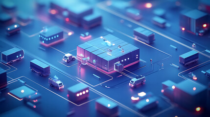 Poster - A 3D illustration representing a Global Distribution System (GDS), a digital network facilitating transactions between service providers and agencies