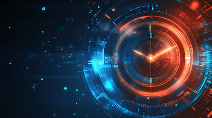 Leinwandbilder - Abstract futuristic technology background featuring a time machine and clock concept that can rotate the hands of the clock, vector illustration