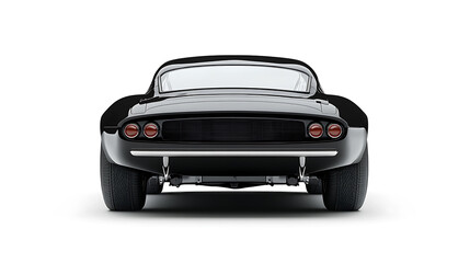 Aufkleber - Back view of a black car isolated on a white background