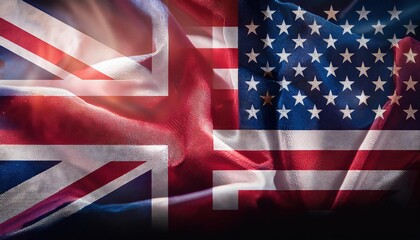 Poster - United Kingdom and United States Flags Merging Together