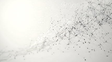 Fototapete - Abstract background with a neural network and neurons Neon gradient style, light grey color, white background