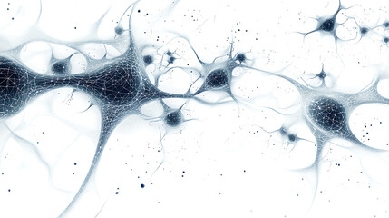 Fototapete - Abstract background with a neural network and neurons Neon gradient style, light grey color, white background