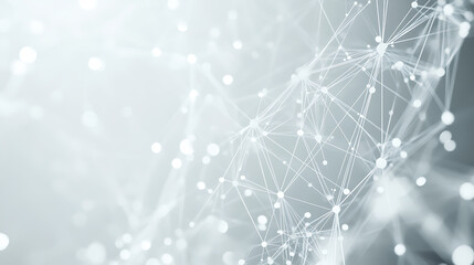 Poster - Abstract global network concept with a world map and connection lines, a technology background in white and grey colors