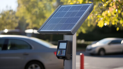 Wall Mural - a small solar panel mounted on top of a parking payment terminal