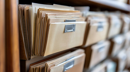 Poster - Close-up of classified file folders in an organized office setting