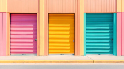 Aufkleber - Colorful storage units representing climate controlled storage solutions, Facility with rental space