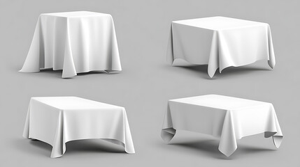 Aufkleber - a realistic white tablecloth set that is either isolated or folded, covering furniture or a table with the idea of a folded tablecloth