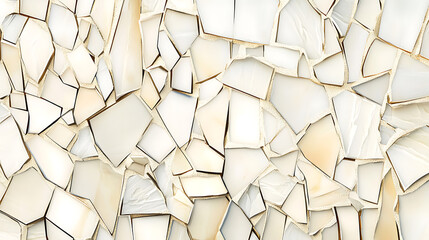 Aufkleber - Seamless pattern of broken tile mosaic, featuring beige tiles suitable for abstract wallpaper or irregular bathroom walls
