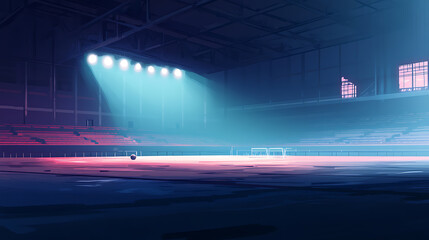 Aufkleber - empty sports arena illuminated by flashlights atmospheric stadium illustration