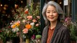 © Nuttaya Nampai - Elegant Woman Smiling in Flower Shop Setting