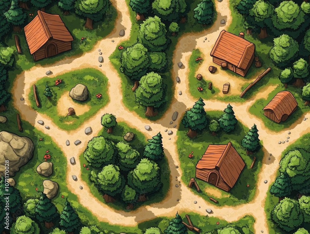Forest Wilderness Campsites Tabletop RPG Map, Fantasy Roleplaying ...
