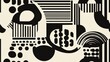 © NeuralNiche - Abstract black and white seamless pattern featuring bold geometric shapes ideal for modern design projects
