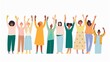 © SHI - A diverse group of women from different cultures and backgrounds raising their hands in solidarity