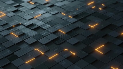 Wall Mural - Futuristic Control Panel 3D Render with Glowing Lines