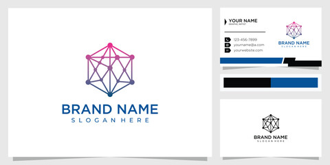 Tech hexagon logo. Developer work logotype. Technology biotechnology, tech icon and symbol