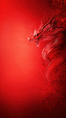 vibrant red dragon illustration with intricate details, symbolizing power and strength. background enhances dragon fierce expression and majestic form