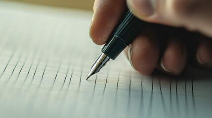 Wall Mural - a close-up of a hand creating repetitive patterns on paper with a fine-tip pen