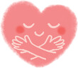 © nunini - 笑顔のハート　両手で抱く手のイラスト　愛　ピンクのハート