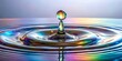 © Urenus Photos - A single iridescent droplet of water creates mesmerizing circular ripples on a reflective surface, showcasing the captivating interplay of light and liquid.