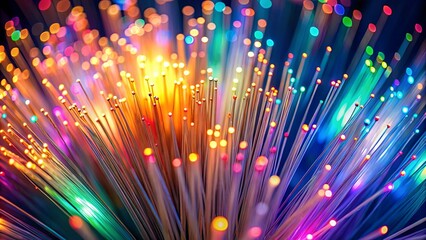 a vibrant array of luminous strands, each emitting a distinct color, create a mesmerizing tapestry o