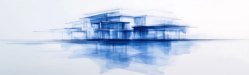 Aufkleber - A serene abstract landscape featuring soft blue tones, evoking a sense of tranquility and artistic expression.